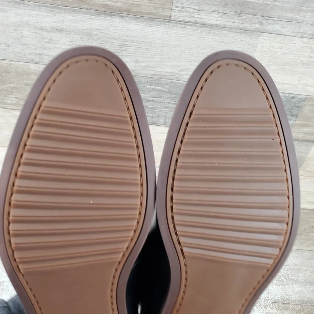 Florsheim Rucci Mens Penny Loafers Sz 8.5 M Black Leather Moc Toe Slip On Shoes
